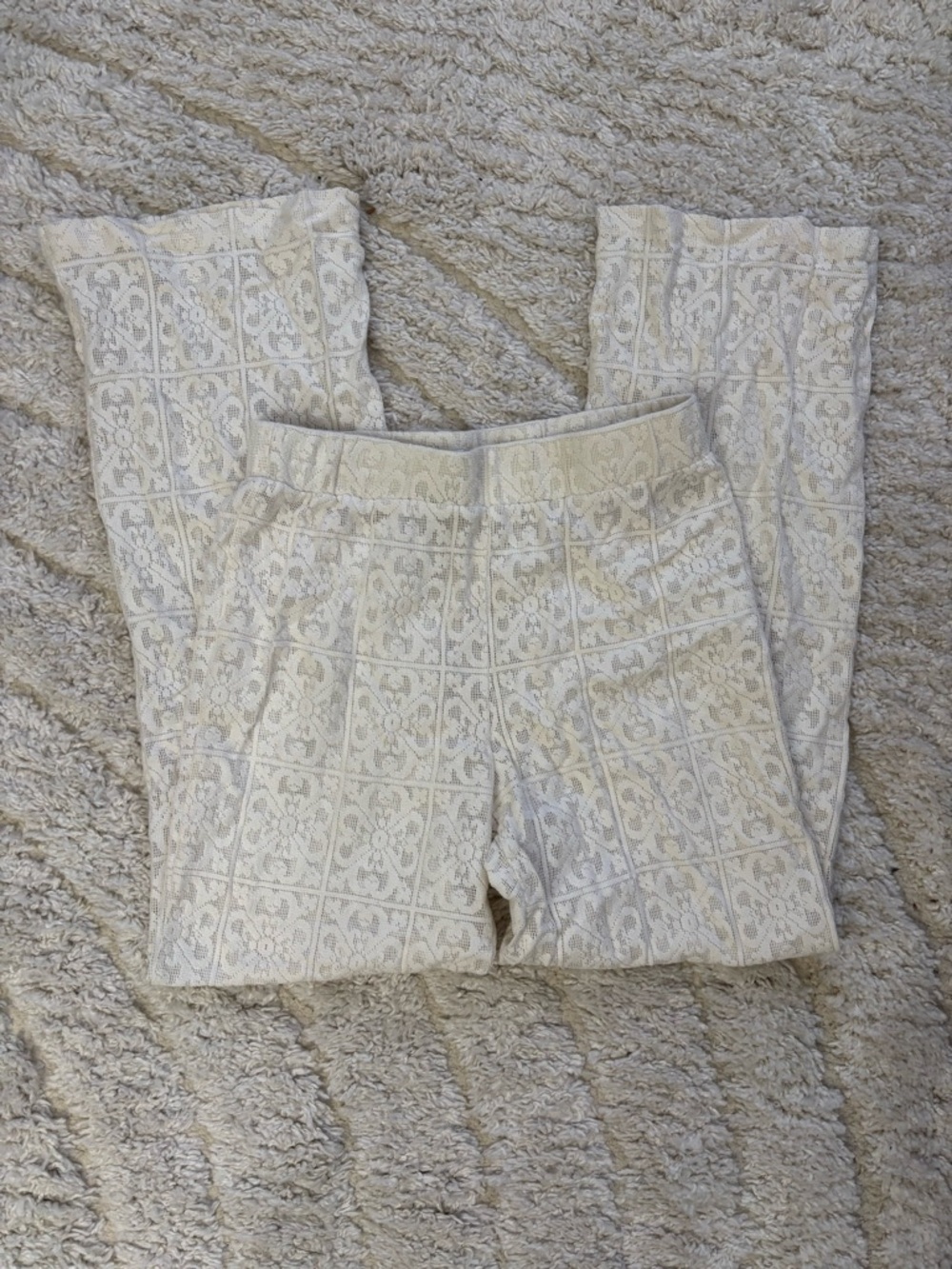 Women’s Cream Patterned Knit Pants